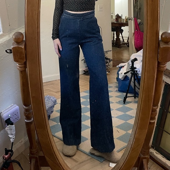 Dries Van Noten High Rise Wide Leg Flare Side Zip Sailor Jeans - Picture 9 of 10